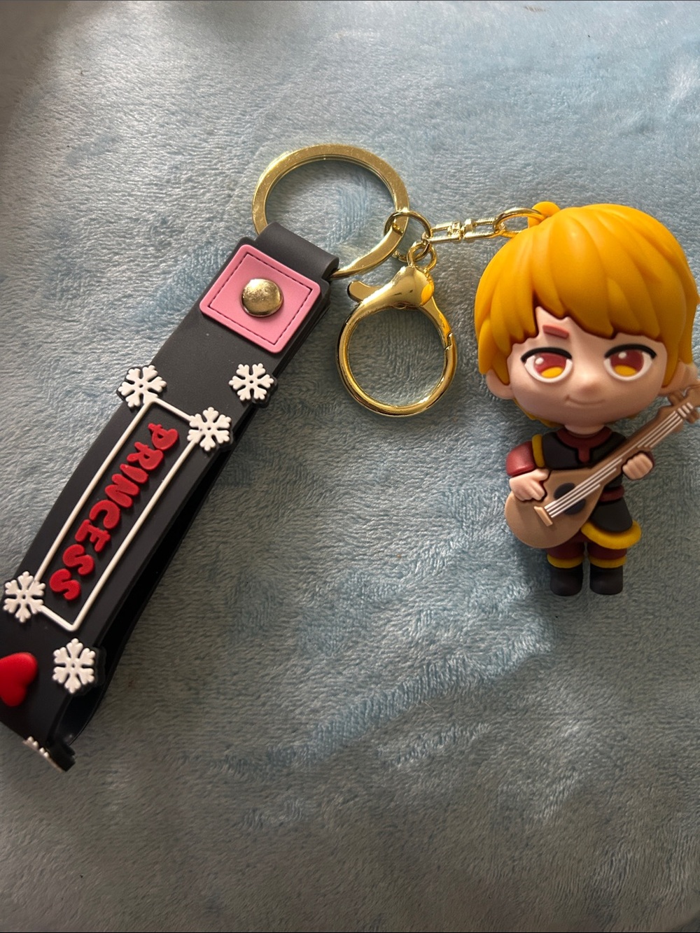 Disney Frozen Kristoff Playing Lute Guitar 3D Silicone Keychain Bag Charm